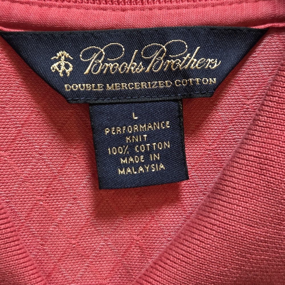Brooks Brothers Polo Shirt Mens L Pink Argyle Double Mercerized Cotton Knit Top - Picture 4 of 6